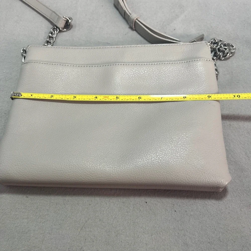 Halogen Crossbody Bag Gray Leather Chain Strap Minimalist Small